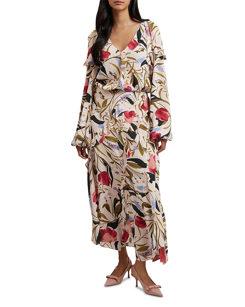 Ted Baker Candici Frill Floral Midi Skirt