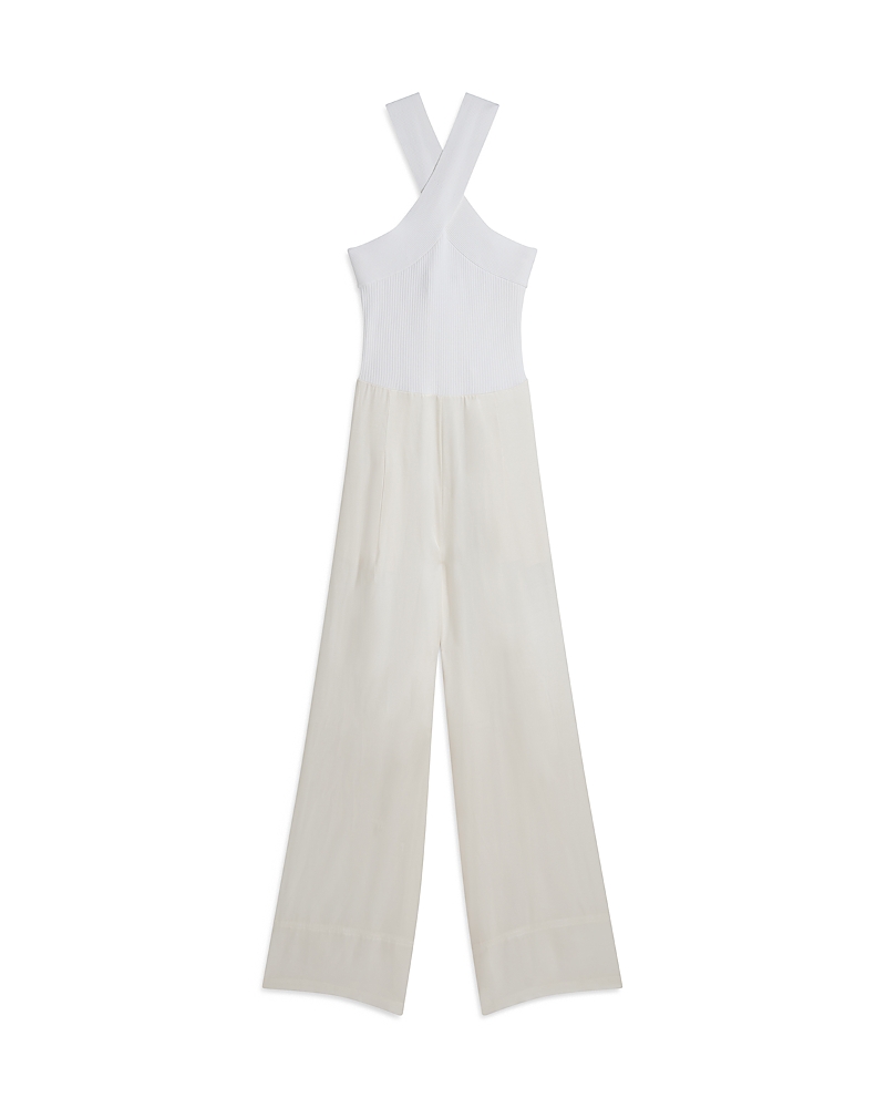 Ted Baker Baiblu Halter Neck Knit Jumpsuit In Ivory