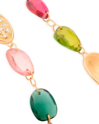 18K Yellow Gold Lunaria Tourmaline Multicolor Tourmaline & Diamond Cluster Drop Earrings