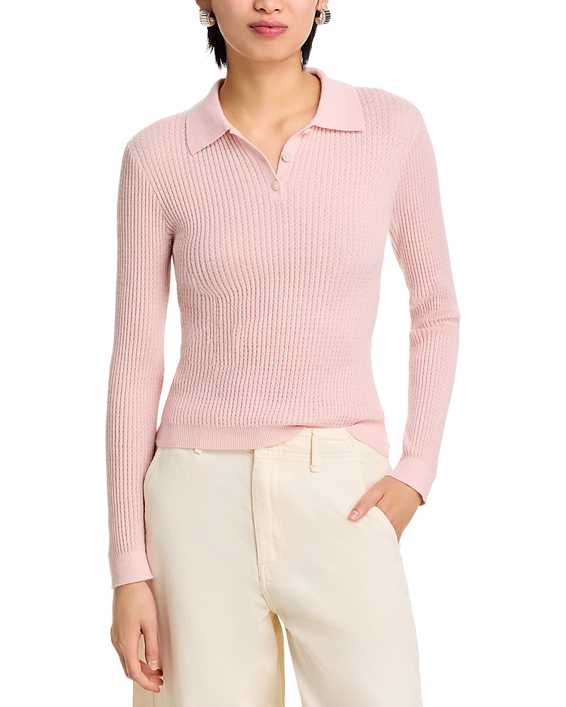 Guest In Residence Cashmere Polo Neck Sweater In Powder Pink
