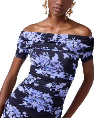 Off-the-Shoulder Gathered Midi Dress