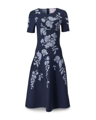 Short Sleeve Floral Jacquard Dress