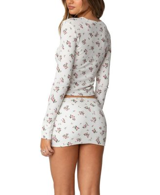 Melany Floral Waffle T Shirt