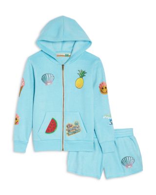 Girls' Heart & Stripes Full Zip Hoodie & Shorts - Big Kid	