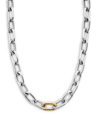 David Yurman - DY Madison&reg; Chain Necklace in Sterling Silver with 18K Yellow Gold, 11mm