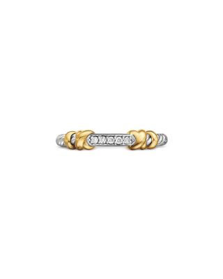 Petite Helena Wrap Band Ring in Sterling Silver with 18K Yellow Gold and Diamonds, 4mm