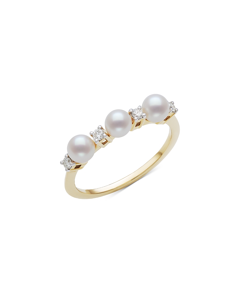 Bloomingdale's Fine Collection Cultured Freshwater & Diamond Triple Ring in 14K Yellow Gold