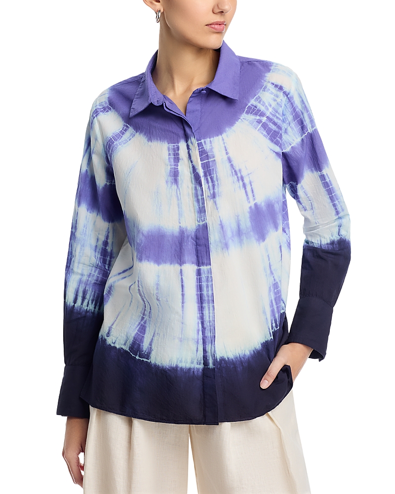 Kobi Halperin Cadia Tie-dye Cotton Blouse In Blue Multi
