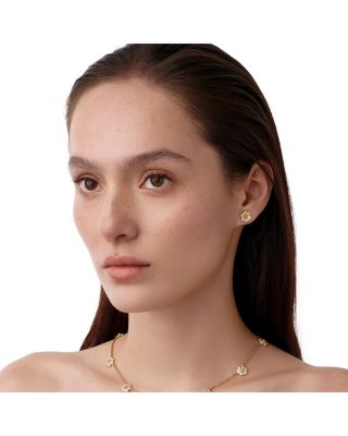 18K Yellow Gold FJ Diamond Fiori Flower Stud Earrings