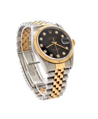 Oyster Perpetual Datejust Automatic Watch in Stainless Steel and Gold with Diamond Markers 36mm