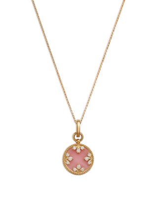 Roberto Coin - 18K Yellow Gold Diamond & Pink Opal Venetian Princess Medallion Necklace, 16"