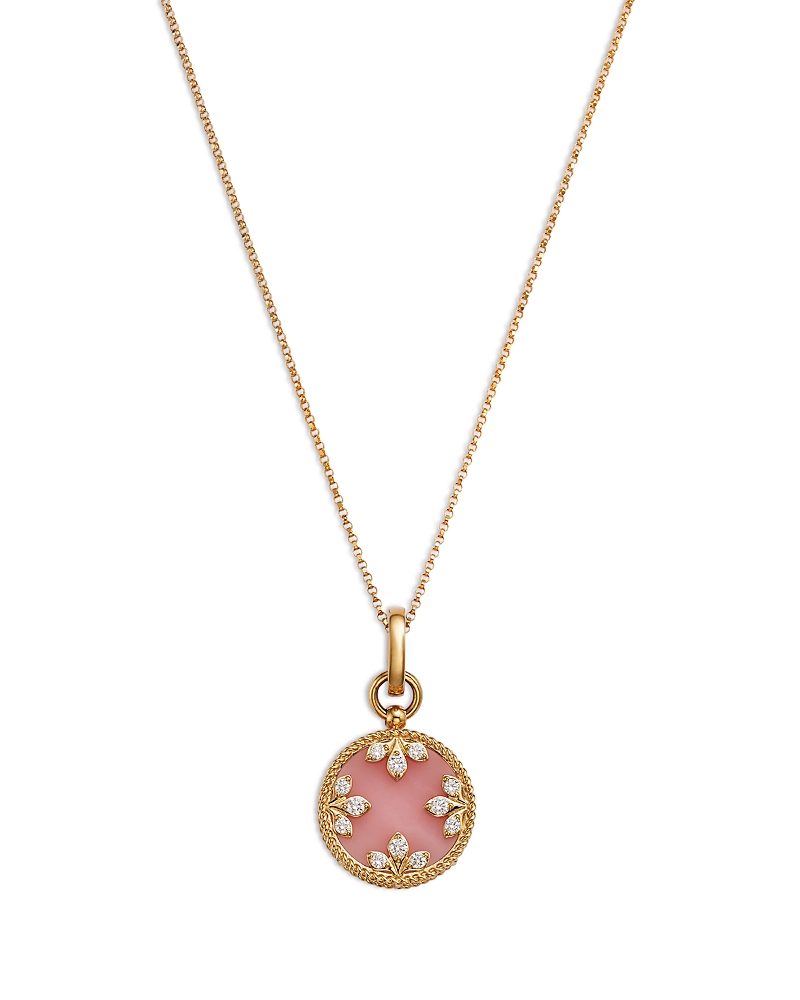 Roberto Coin 18K Yellow Gold Diamond & Pink Opal Venetian Princess Medallion Necklace, 16 · OS