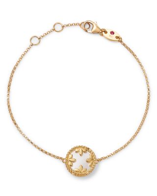 18K Yellow Gold Diamond, Pink Opal & Mother of Pearl Venetian Princess Medallion Reversible Bracelet