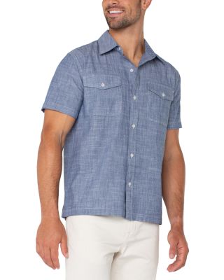 Short Sleeve Button Up Chambray Shirt