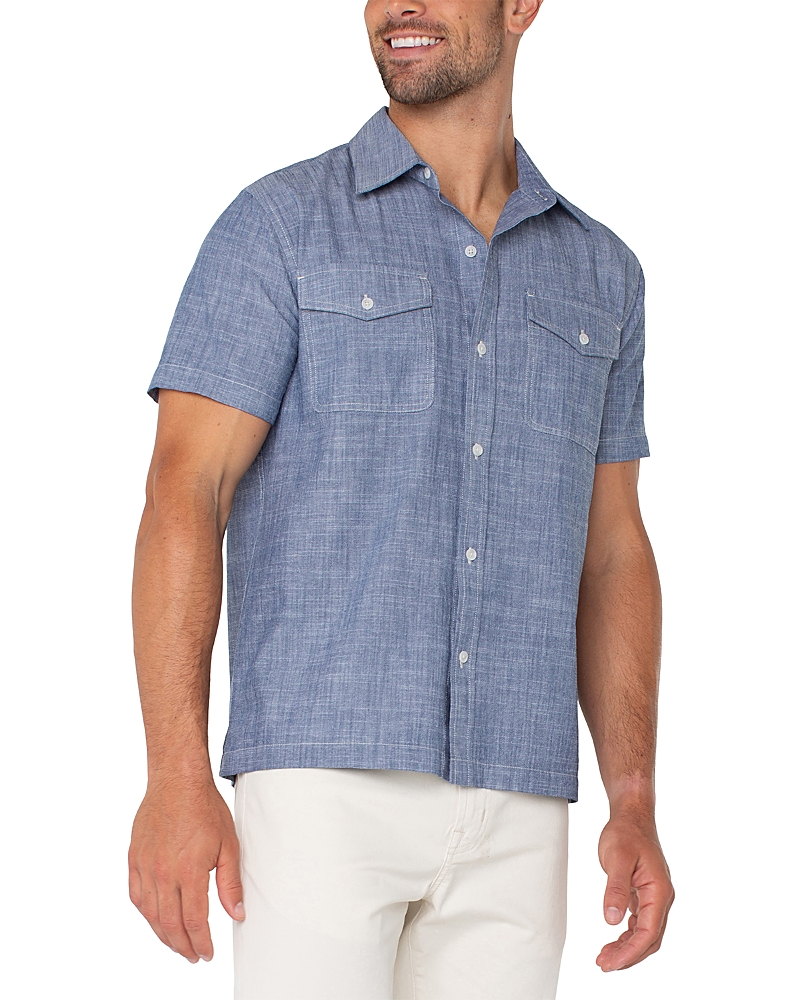 Liverpool Los Angeles Short Sleeve Button Up Chambray Shirt