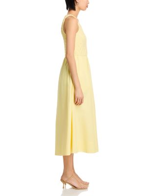 Bryony Yellow Lace Poplin Midi Dress