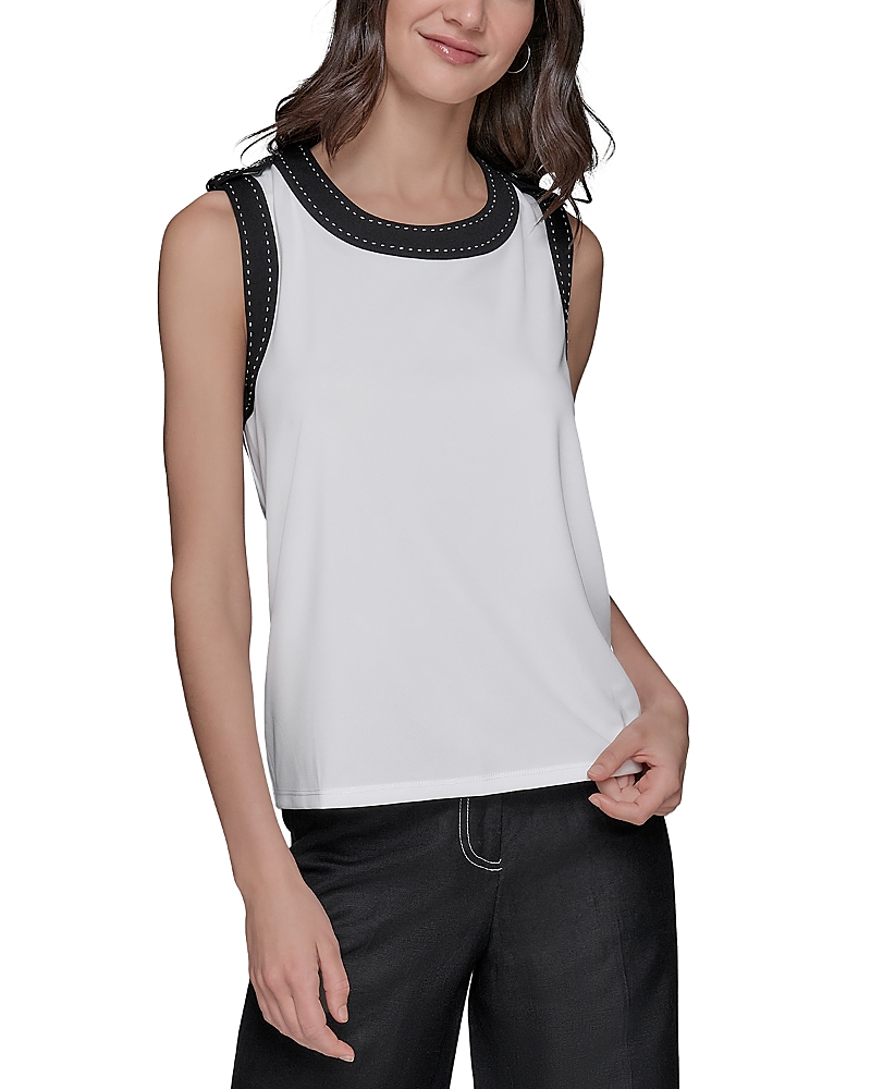 Shop Karl Lagerfeld Tank Top In Soft White/black