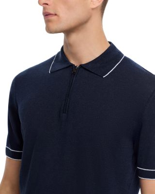 Linen Blend Knit Polo Sweater