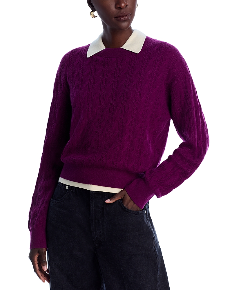 Guest in Residence Cashmere Cable Collegiate Crewneck Sweater