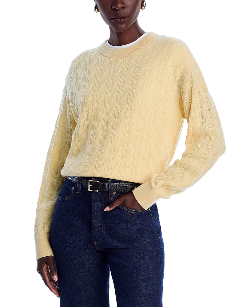Guest in Residence Cashmere Cable Collegiate Crewneck Sweater