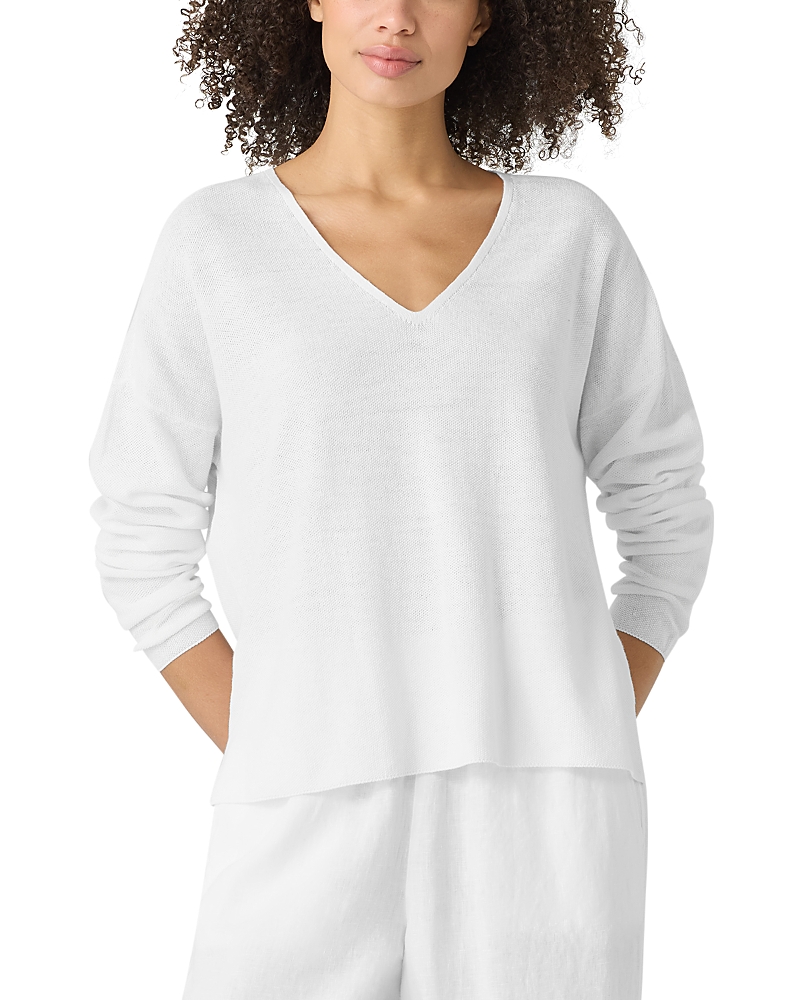 Eileen Fisher Linen Cotton V Neck Sweater