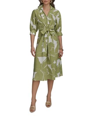 Donna Karan - Tie Waist Floral Print Dress