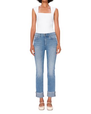 Mara Straight Instasculpt™ Mid Rise Cuffed Jeans in Island Park