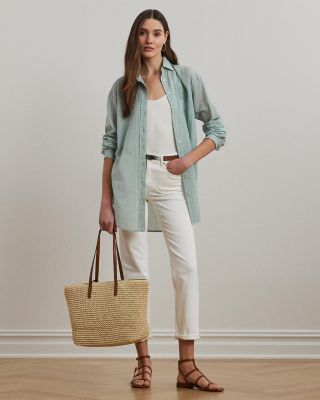 Oversize Striped Cotton Voile Shirt