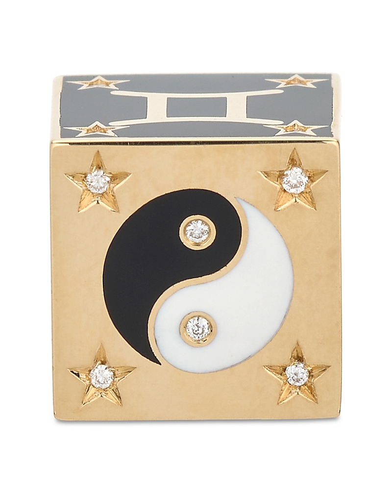 ADINA REYTER 9K GEMINI ZODIAC DIAMOND & CERAMIC BLOCK BIG BEAD