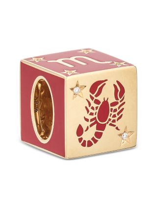 9K Scorpio Zodiac Diamond & Ceramic Block Big Bead