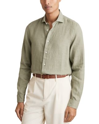 Ruban Long Sleeve Button Front Linen Shirt