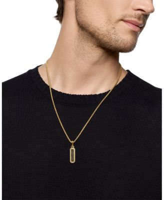 Men's Streamline Inlay Amulet in 18K Yellow Gold with Black Onyx and Black Diamonds, 30.7mm