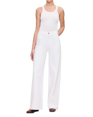 Hepburn High Rise Wide Leg Jeans in White Pintuck