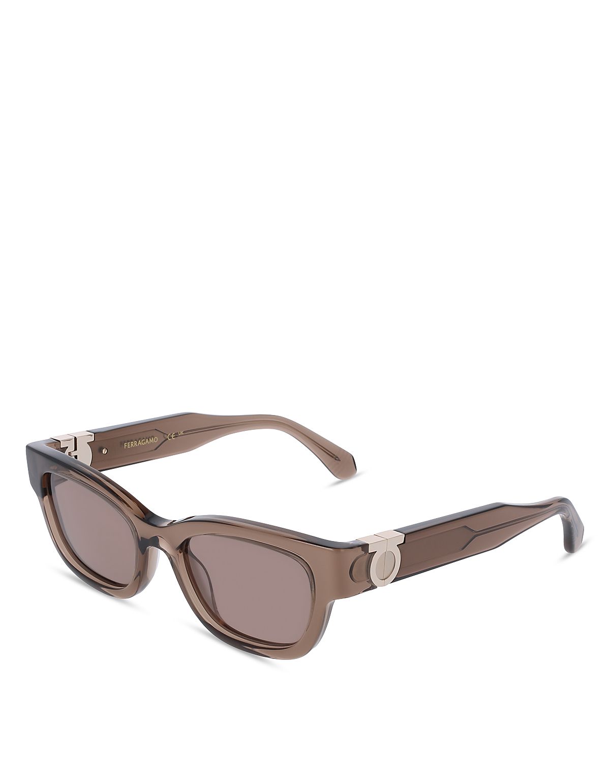Ferragamo Gancini Hinge Rectangular Sunglasses, 52mm