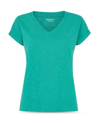 Willa V Neck Cap Sleeved Tee