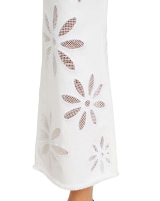 Hannah High Rise Crop Flare Jeans in White Daisy