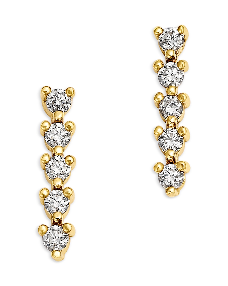 Zoë Chicco 14k Yellow Gold Tennis Diamond Vertical Stud Earrings In Yellow