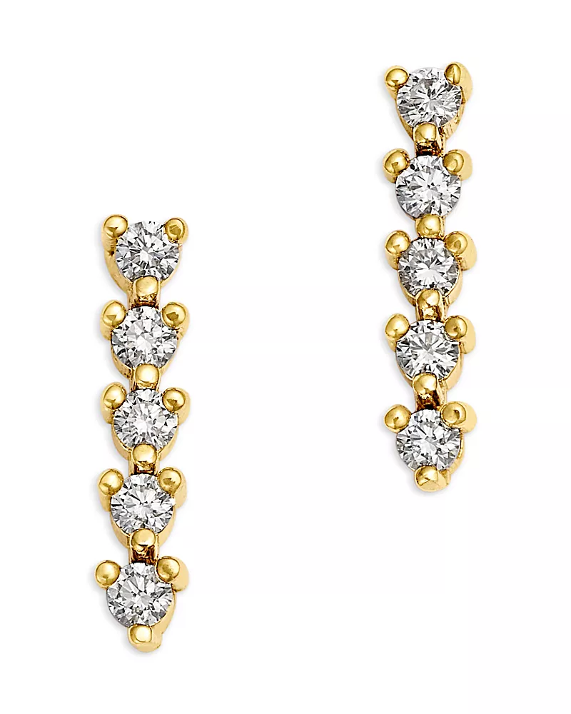 Zoe Chicco 14K Yellow Gold Tennis Diamond Vertical Stud Earrings