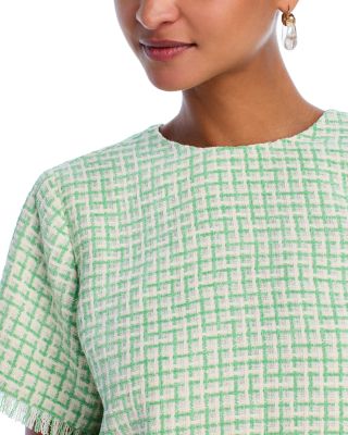 Box Pattern Tweed Top