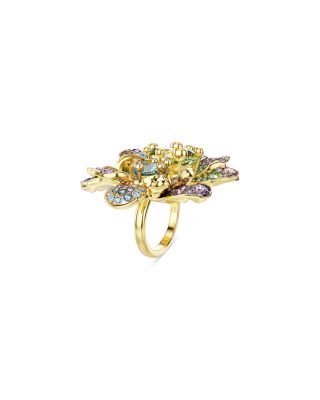 Idyllia Multicolor Crystal Flower Open Statement Ring