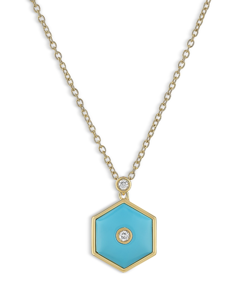 Miseno Jewelry 18k Yellow Gold Baia Turquoise & Diamond Hexagon Pendant Necklace, 16.-18 In Gold