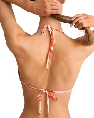 Leaf Print Back Tie Bikini Top