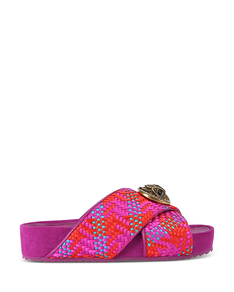 Kurt Geiger Womens London Chelsea Cross-strap Woven Flatform Sandals In Open Pink