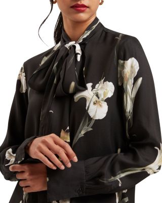 Zakiier Printed Scarf Detail Long Sleeved Blouse