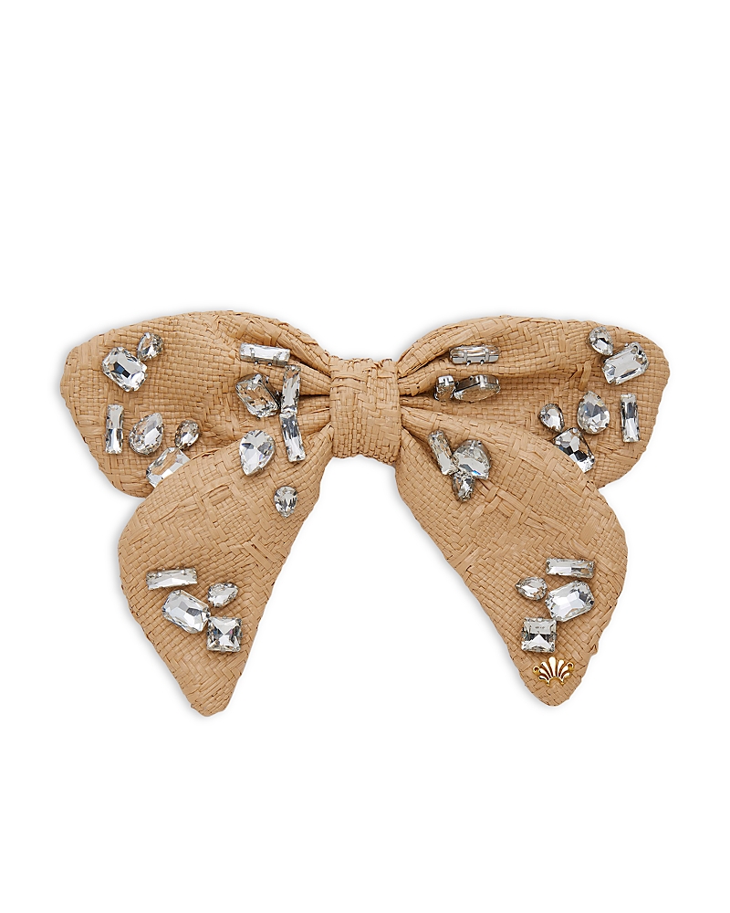 Lele Sadoughi Libby Candy Crystal Raffia Bow In Natural