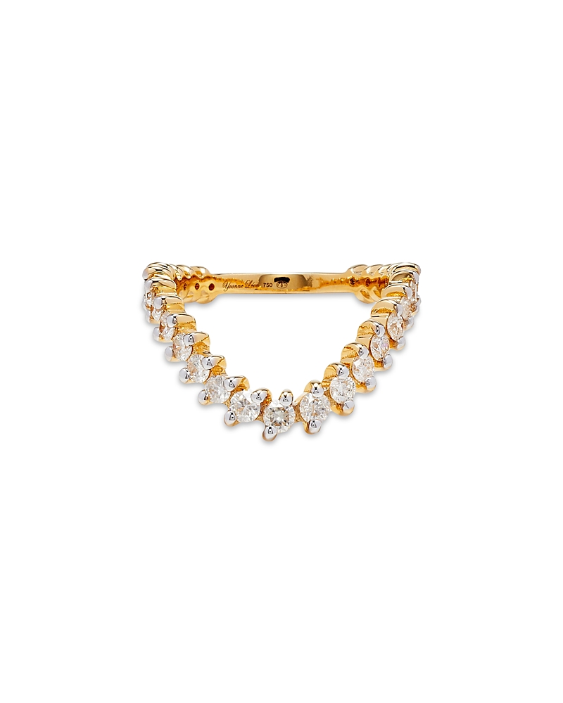 Yvonne Léon 18k Yellow Gold Gray Diamond Alliance Vague Diamants Wavy Ring In Yellow Gold