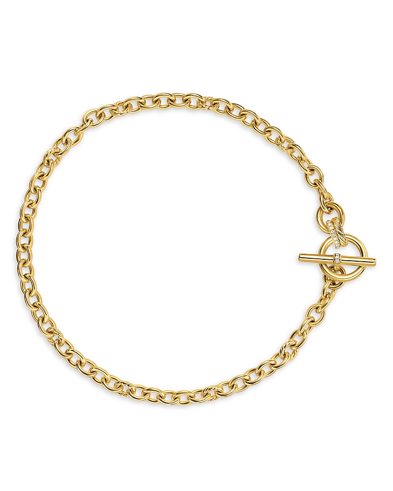 David Yurman Dy Mercer Toggle Chain Necklace in 18K Yellow Gold with Diamonds, 8mm