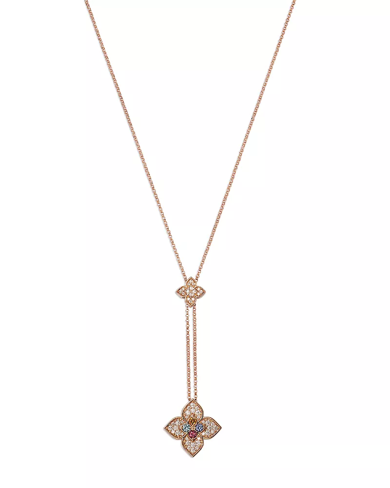 Roberto Coin 18K Rose Gold Venetian Princess Carnival Multi Gemstone & Diamond Lariat Necklace, 16