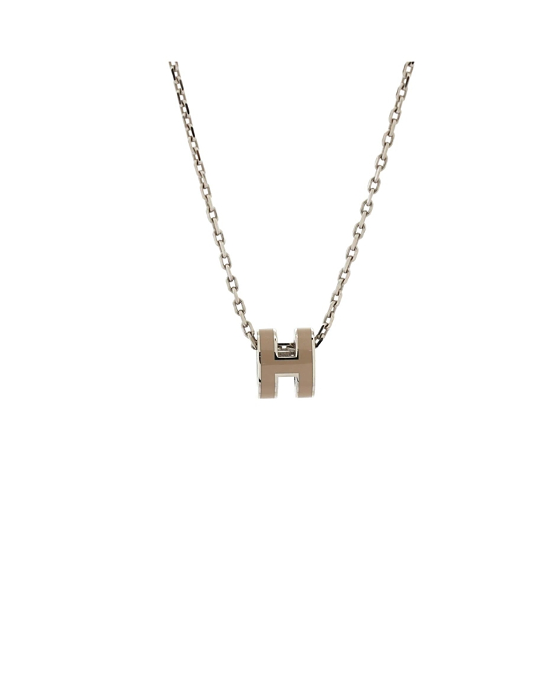 Pre-owned Pre-owned Hermes Hermes Pop H Pendant Chain Necklace Metal And Enamel In Enamel/silver Tone