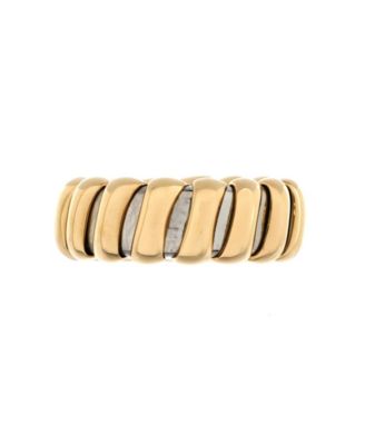 Pre-Owned Bvlgari - Wide Tubogas Band Ring 18K Gold and Stainless Steel